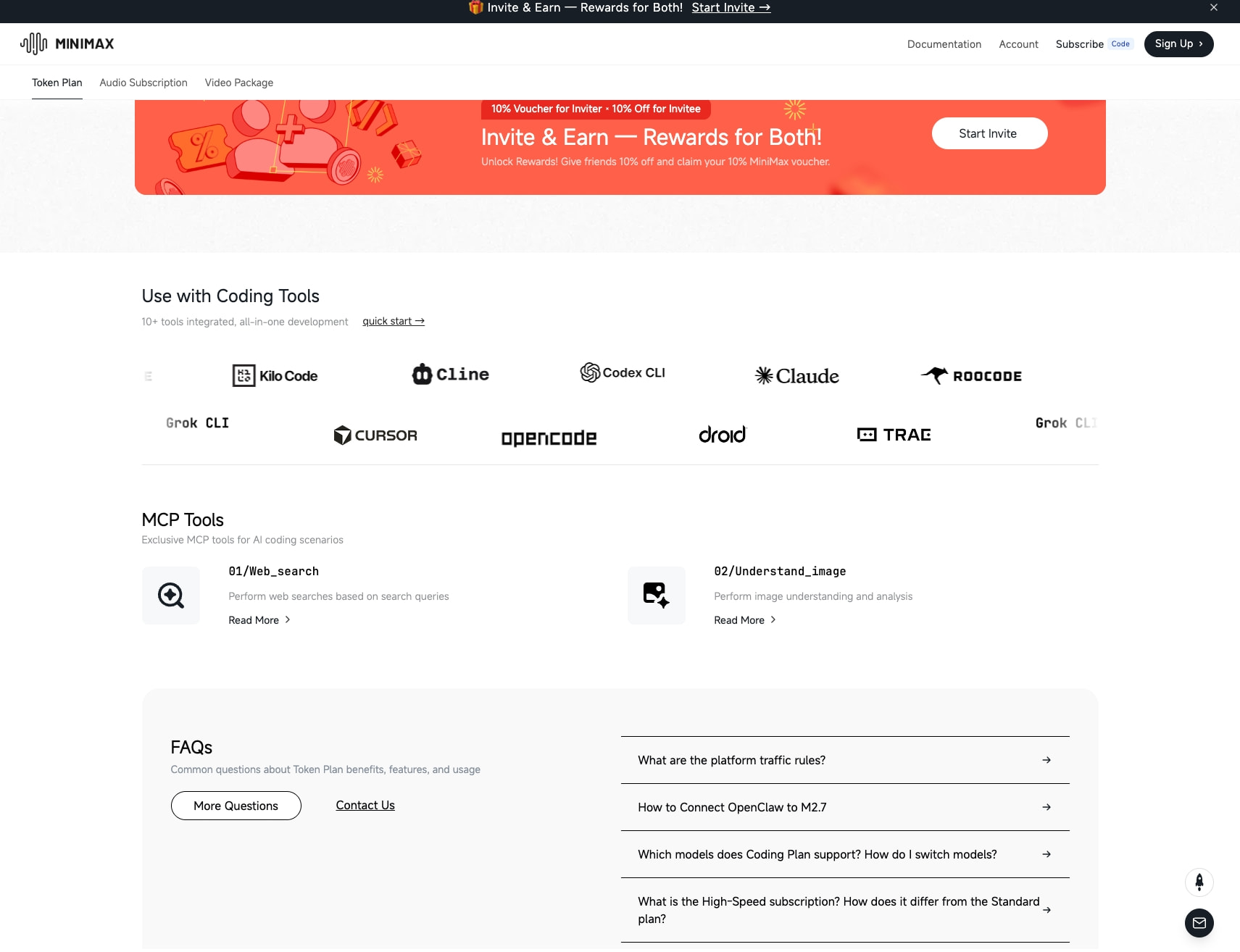 Token Plan - MiniMax API Platform captured website design