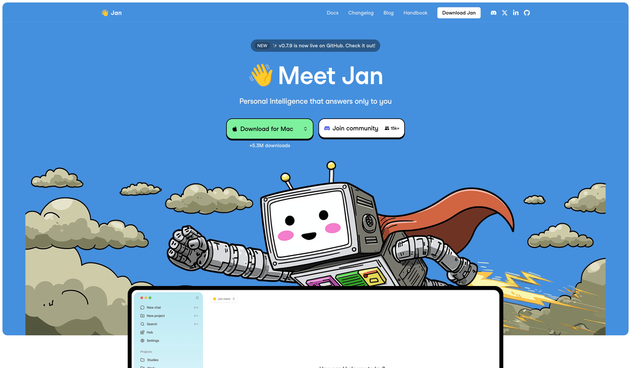 Jan - Open-Source ChatGPT Replacement captured website design