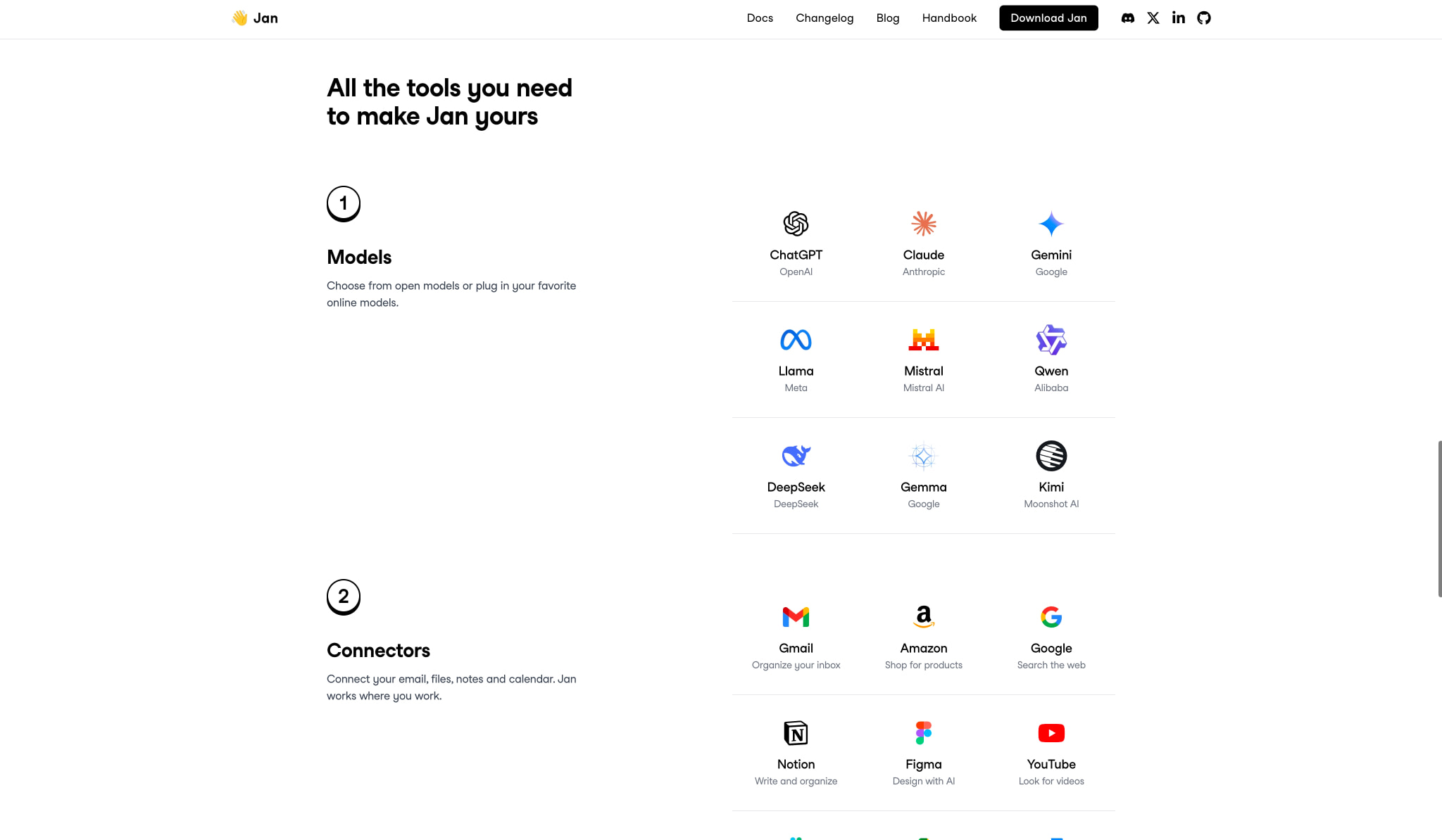 Jan - Open-Source ChatGPT Replacement captured website design