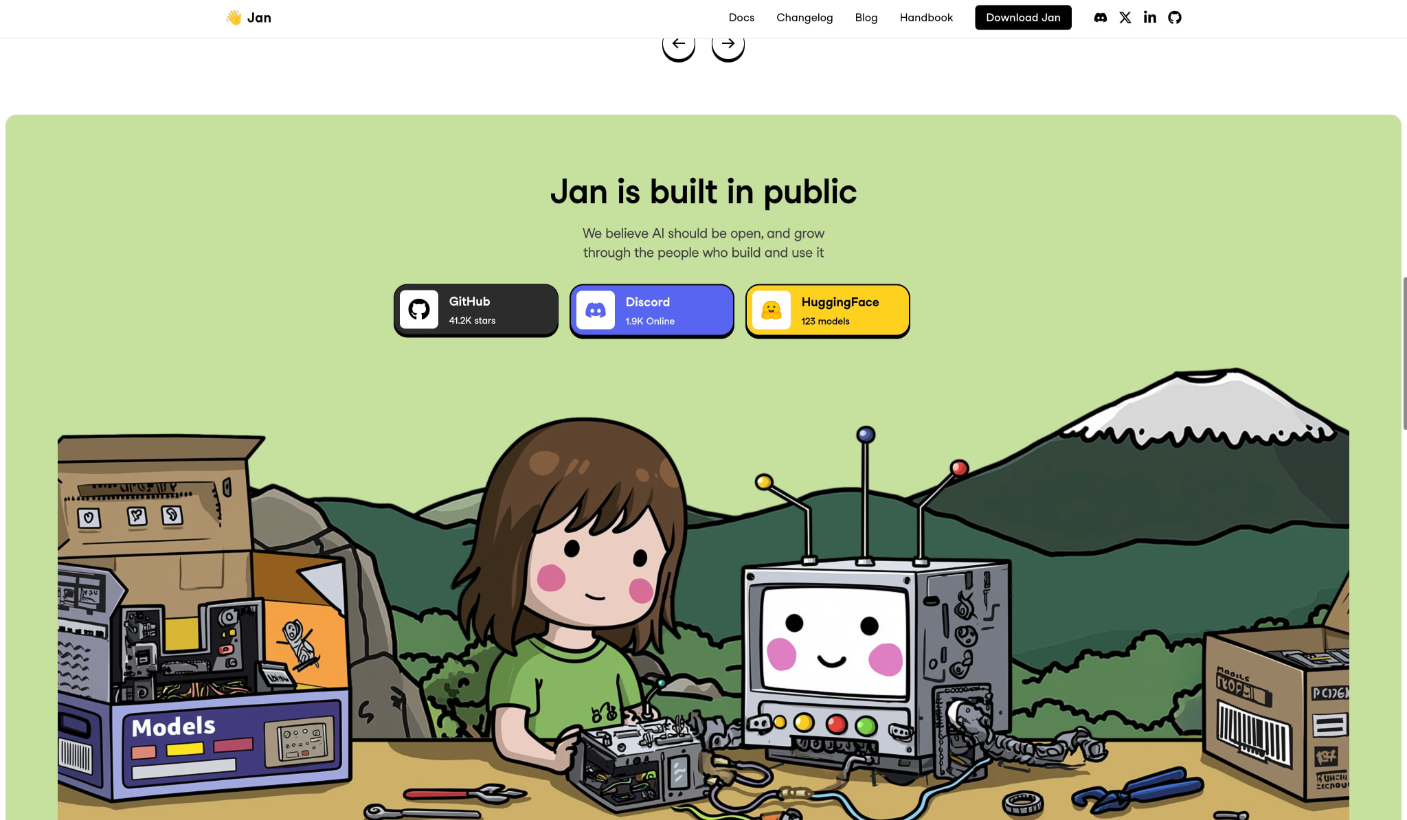 Jan - Open-Source ChatGPT Replacement captured website design
