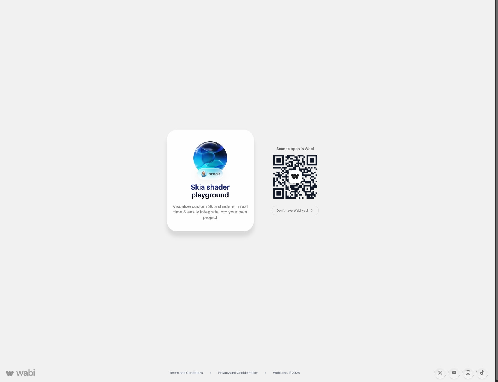 Skia shader playground by @brock - Wabi captured website design