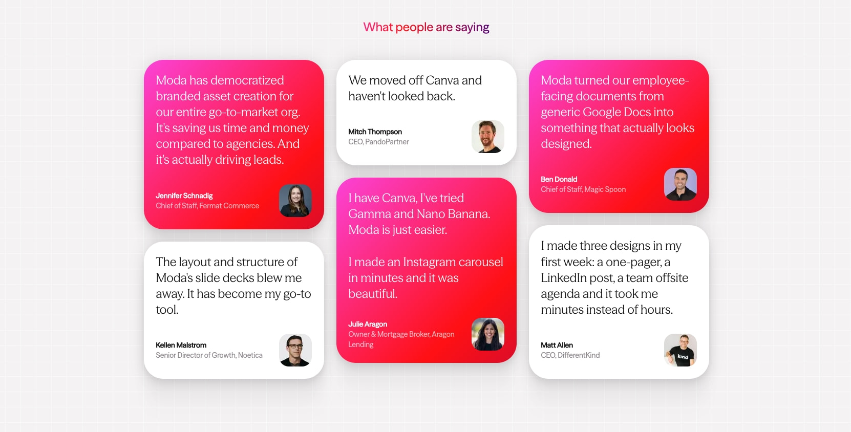 Moda | AI designs and presentations | Moda captured website design