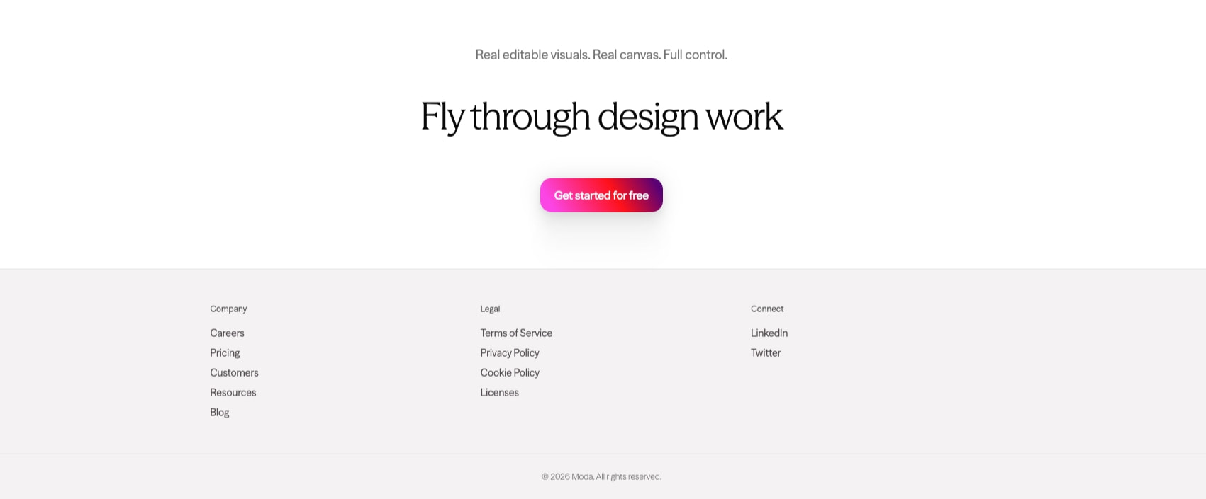 Moda | AI designs and presentations | Moda captured website design