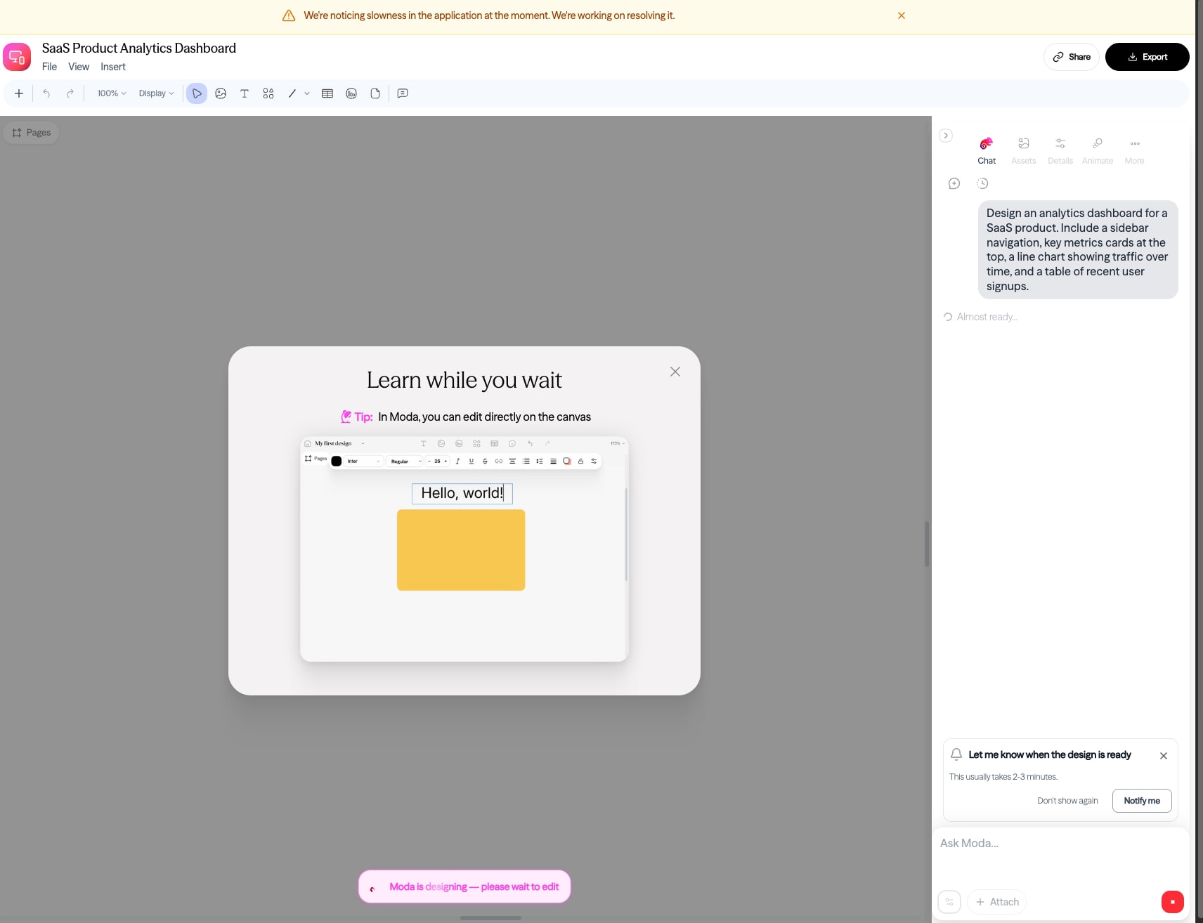 SaaS Product Analytics Dashboard - Moda captured website design