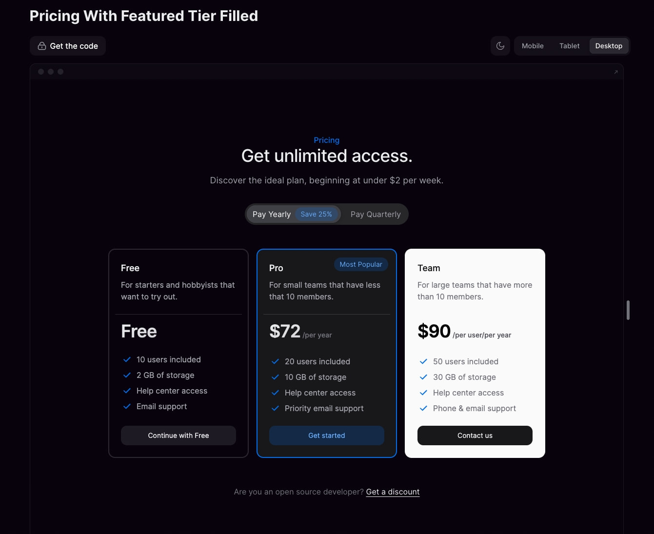 Pricing | HeroUI Pro - Ship faster captured website design