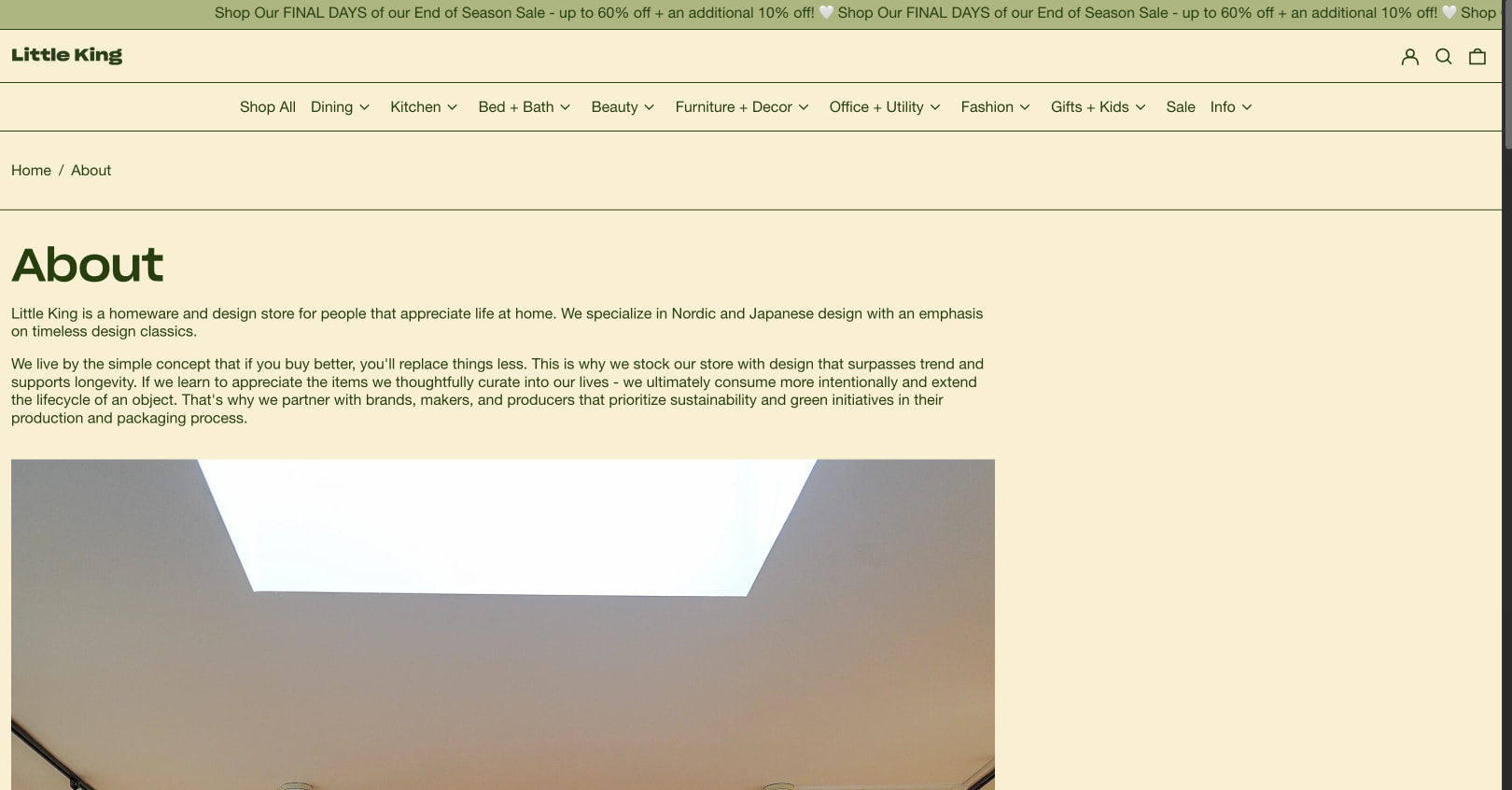 About – Little King captured website design
