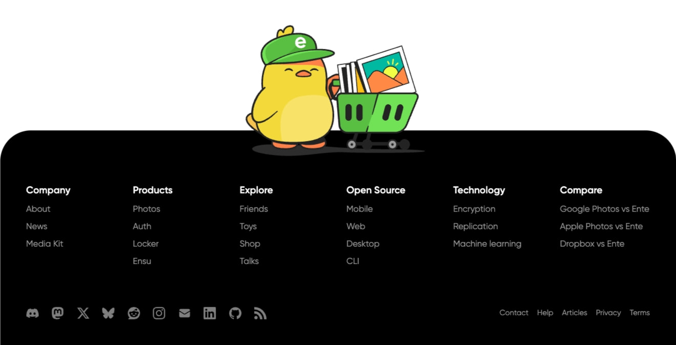 Ensu - Ente's Local LLM app captured website design