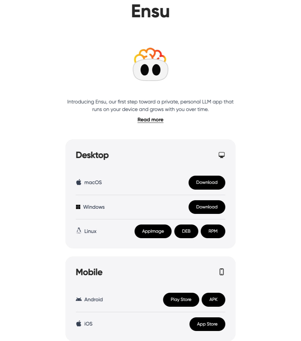 Ensu captured website design