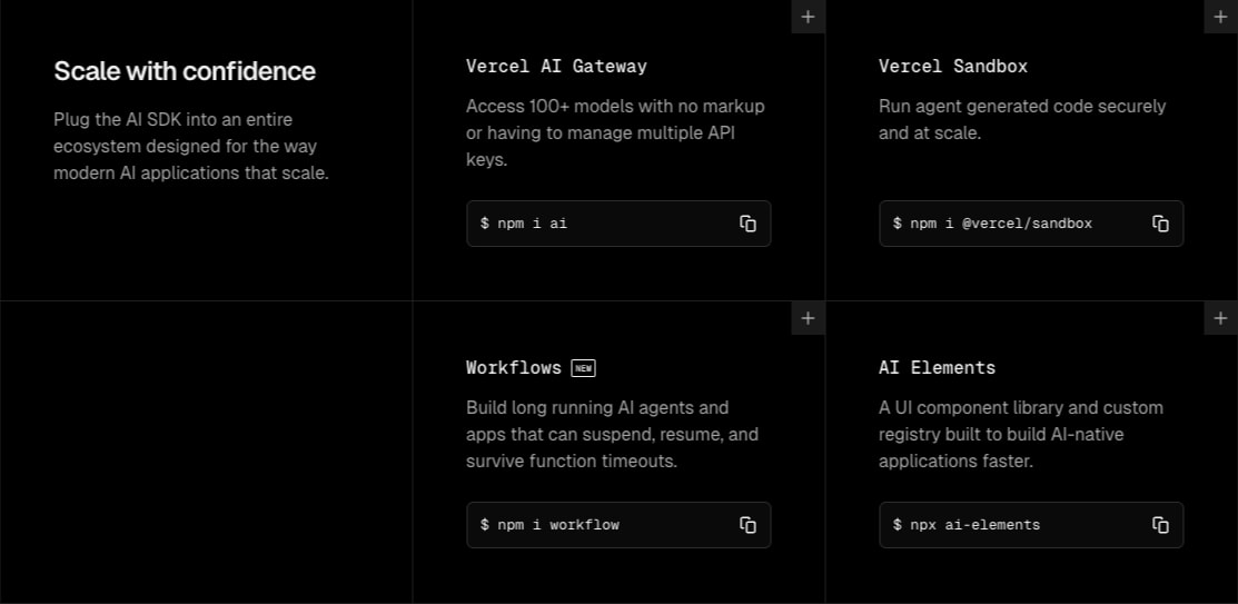 AI SDK captured website design