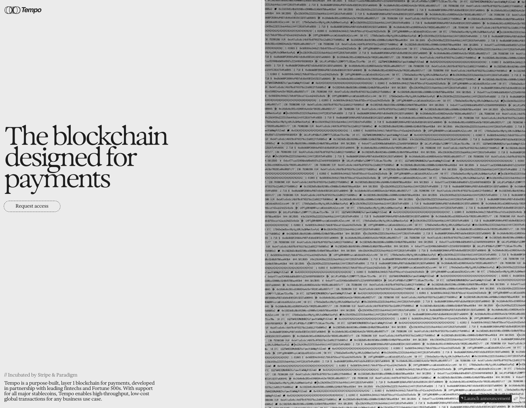 Tempo: The Blockchain Designed for Payments captured website design