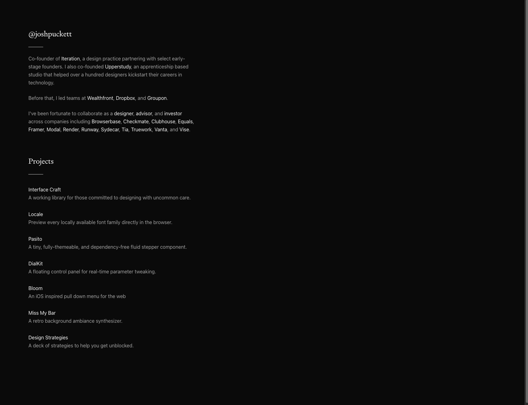 Josh Puckett captured website design
