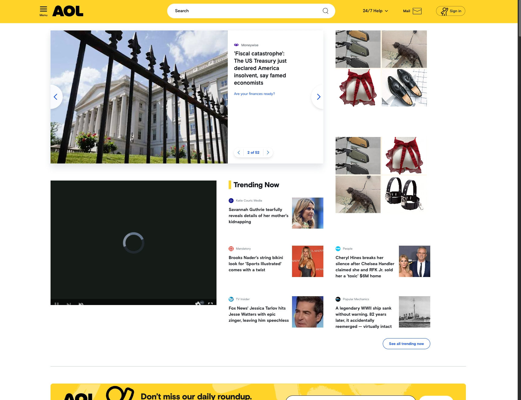 News, Politics, Sports, Mail & Latest Headlines - AOL.com captured website design