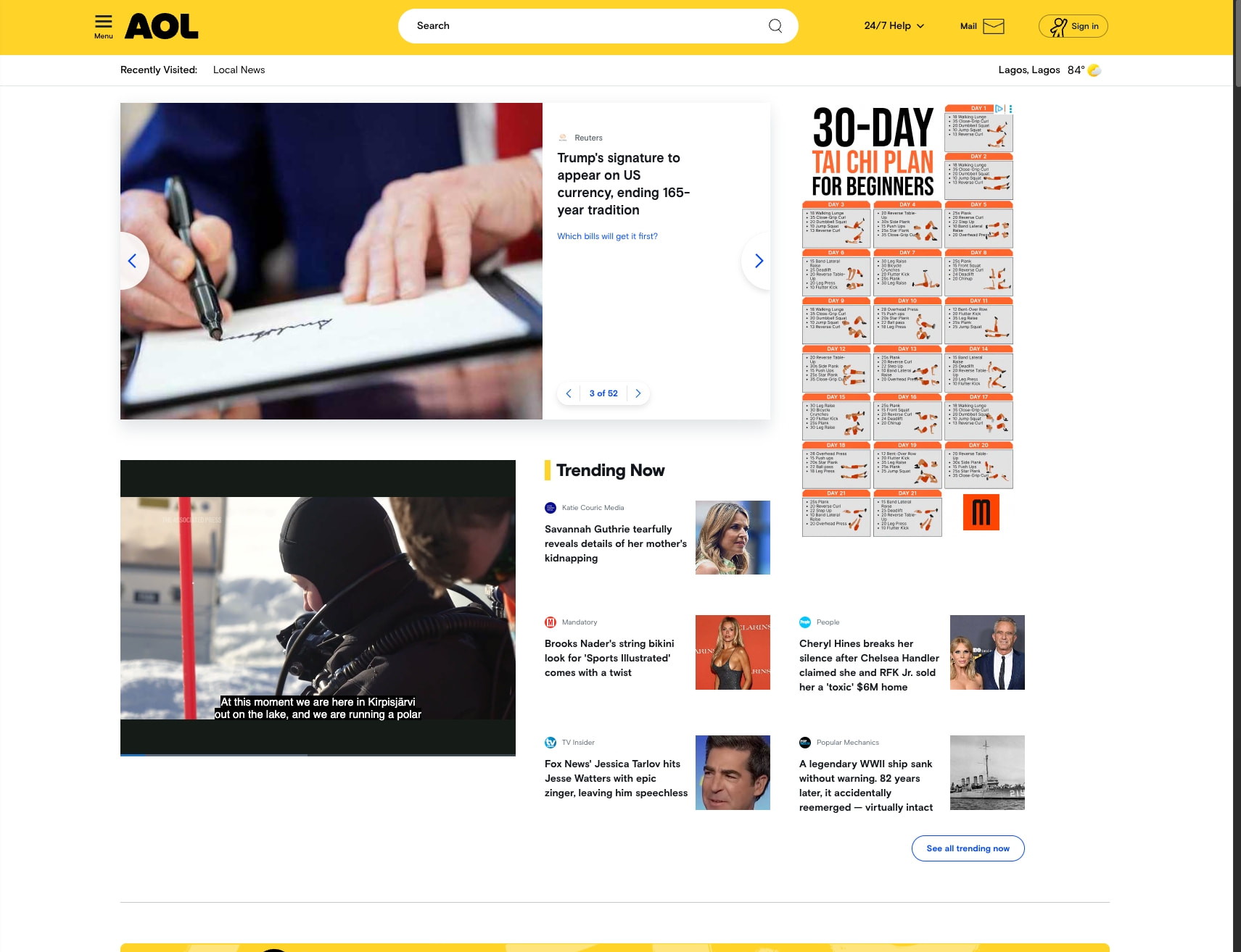 News, Politics, Sports, Mail & Latest Headlines - AOL.com captured website design