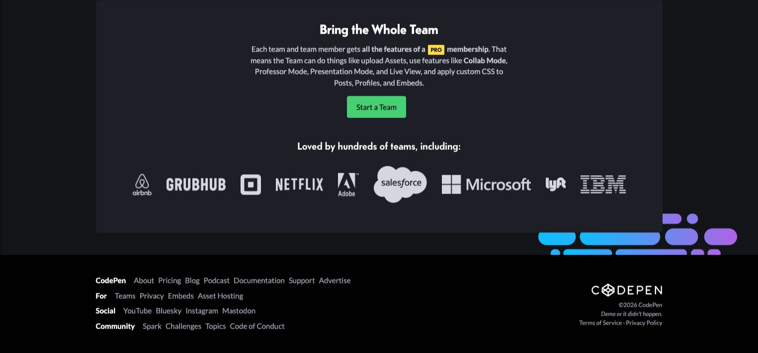 CodePen: Online Code Editor and Front End Web Developer Community captured website design