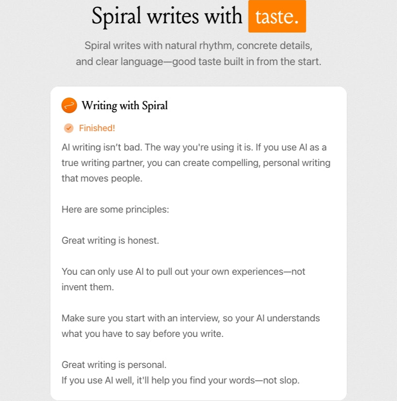 Spiral captured website design