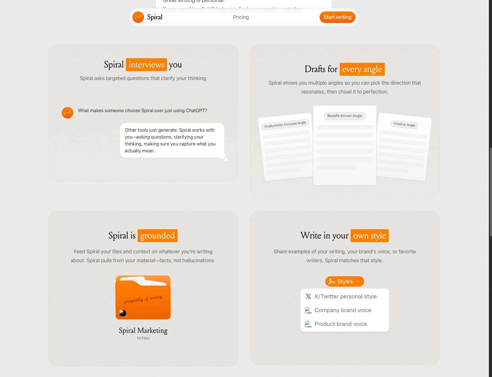 Spiral captured website design