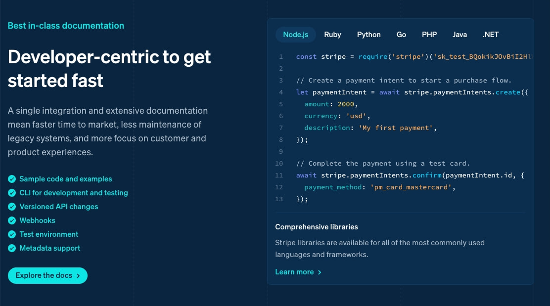 Stripe Payments | Global Payment Processing Platform captured website design