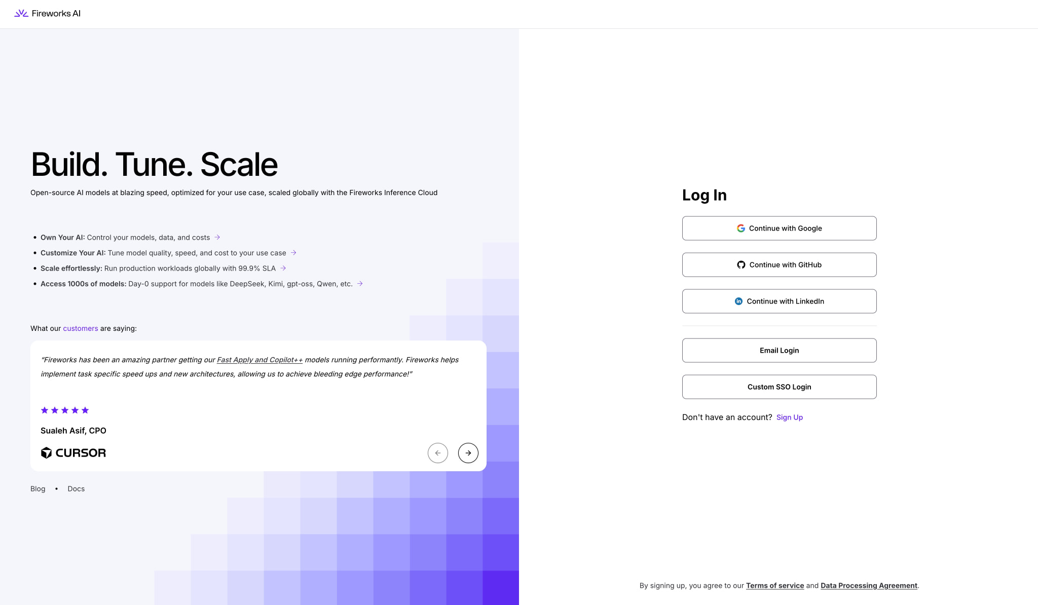 Log In - Fireworks AI captured website design