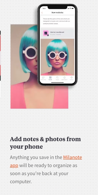 Milanote - the tool for organizing creative projects captured website design