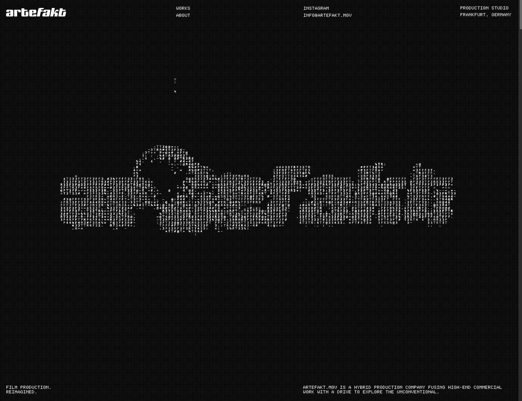 Artefakt — Hybrid Production Frankfurt captured website design