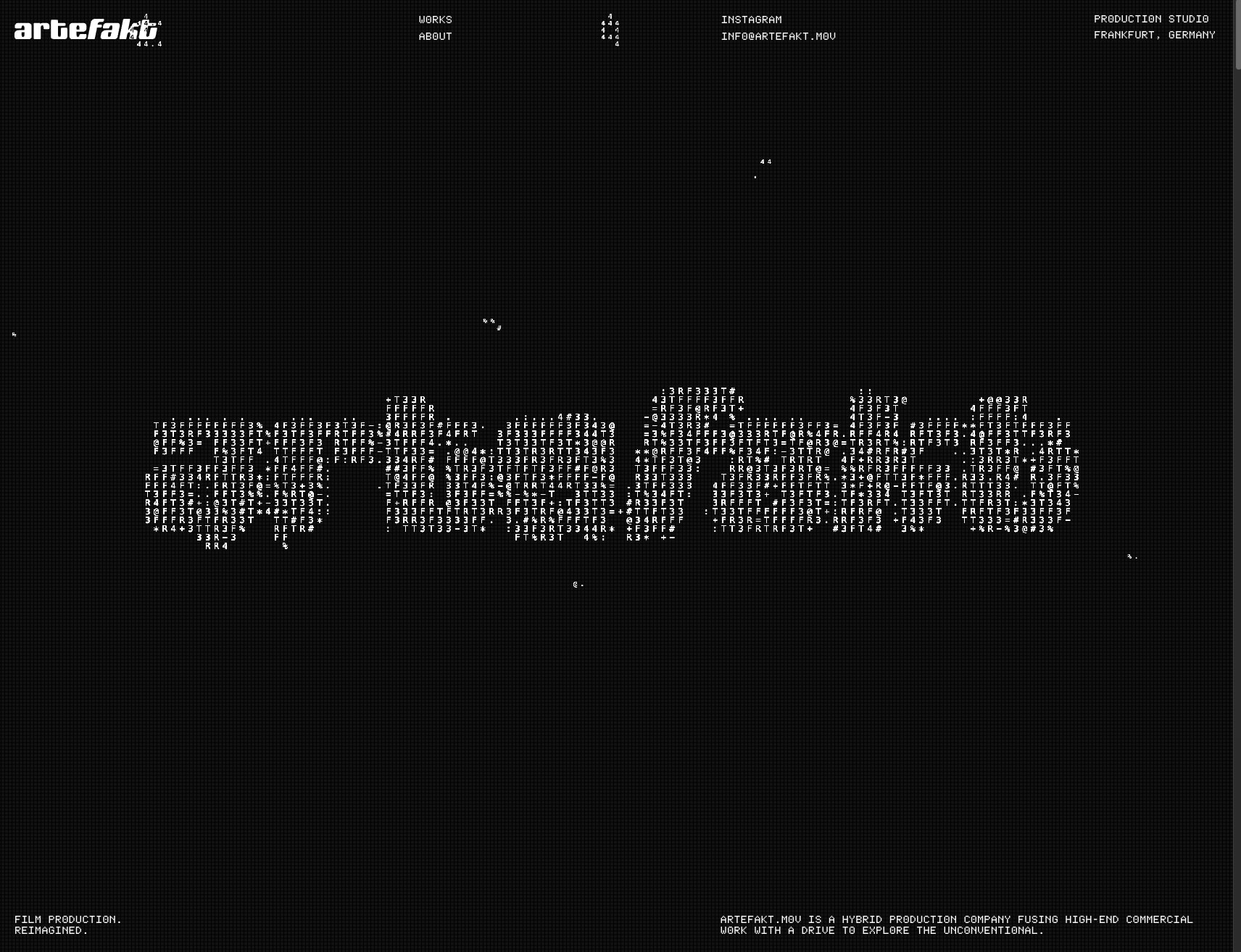 Artefakt — Hybrid Production Frankfurt captured website design
