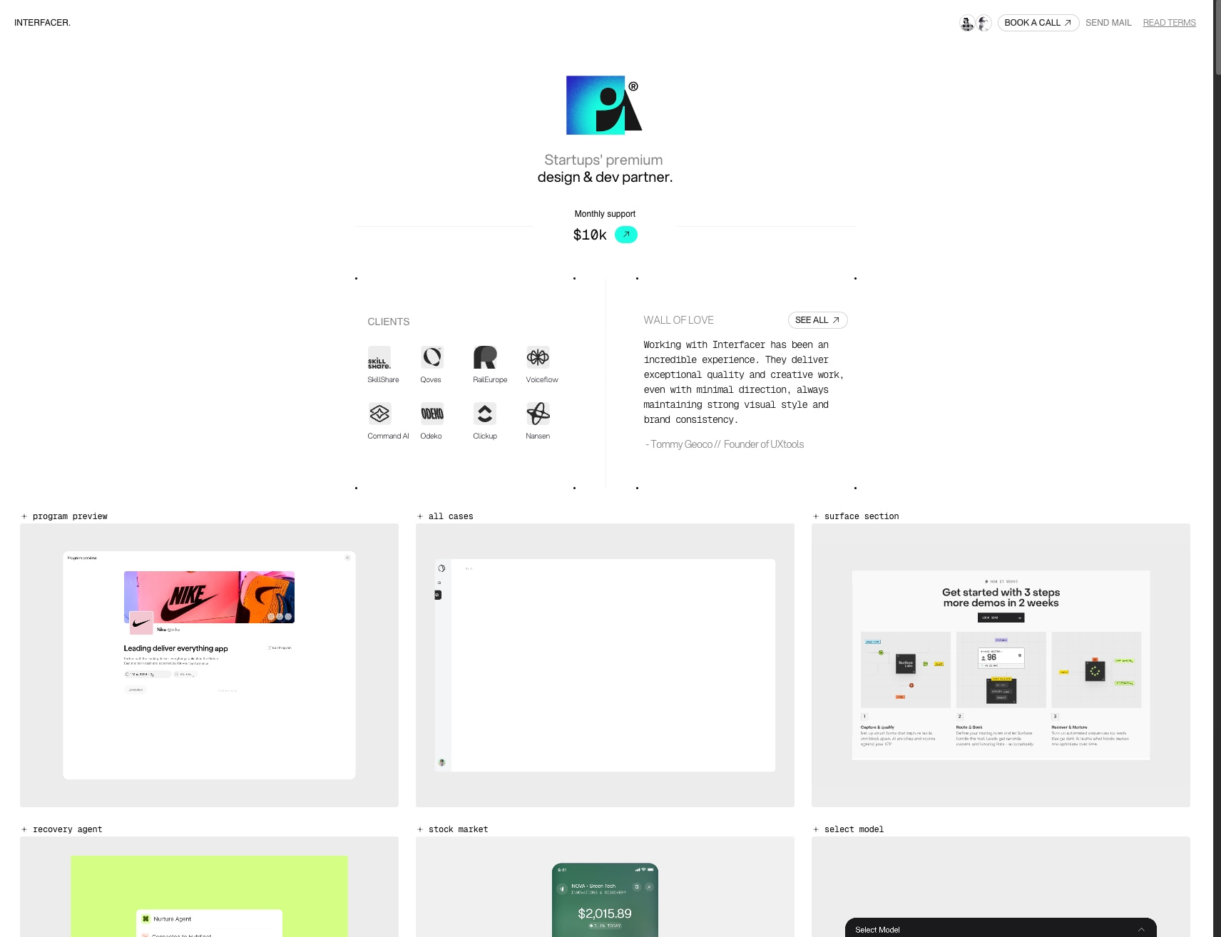 INTERFACER. the design studio. captured website design