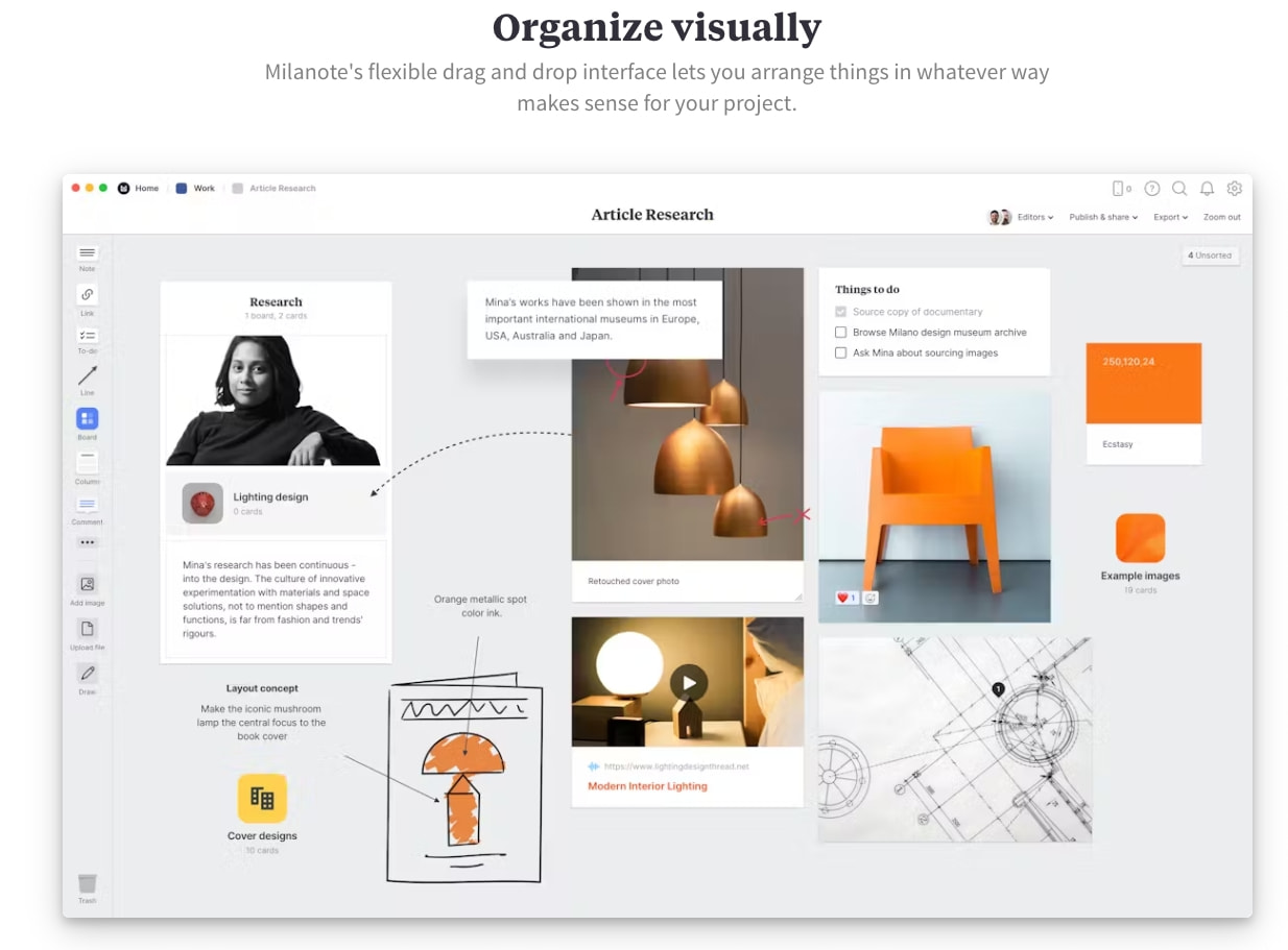 Milanote - the tool for organizing creative projects captured website design