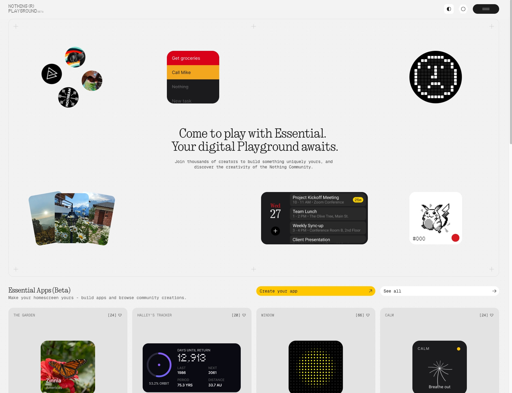 Nothing Playground captured website design