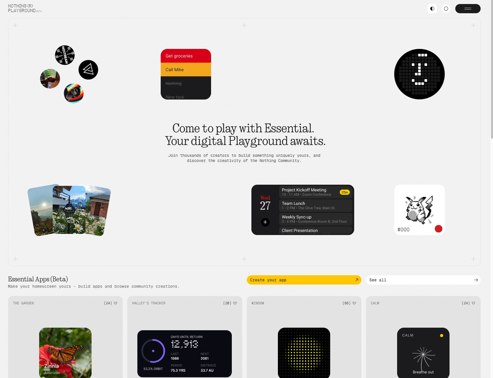 Nothing Playground captured website design
