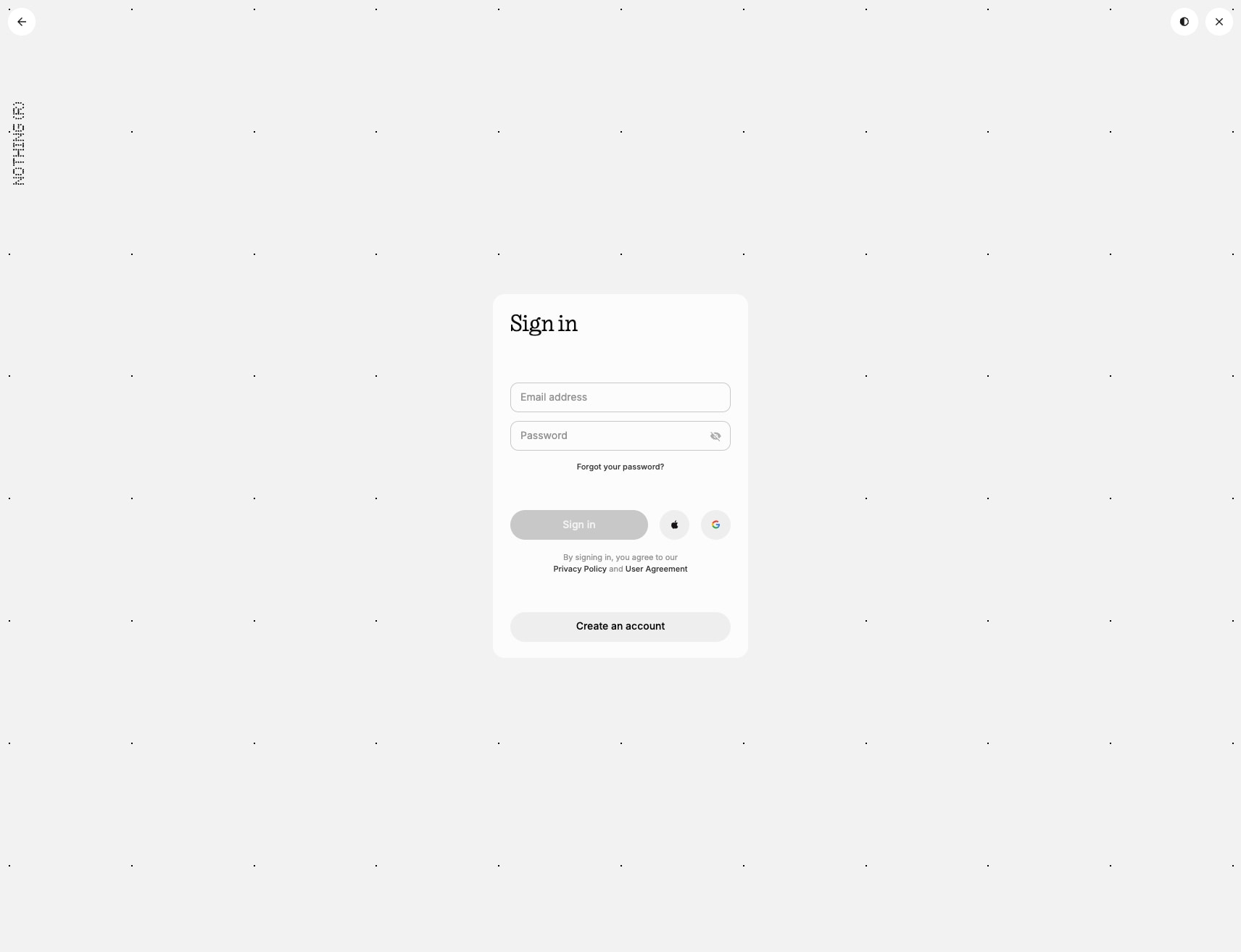Nothing Account - Login captured website design