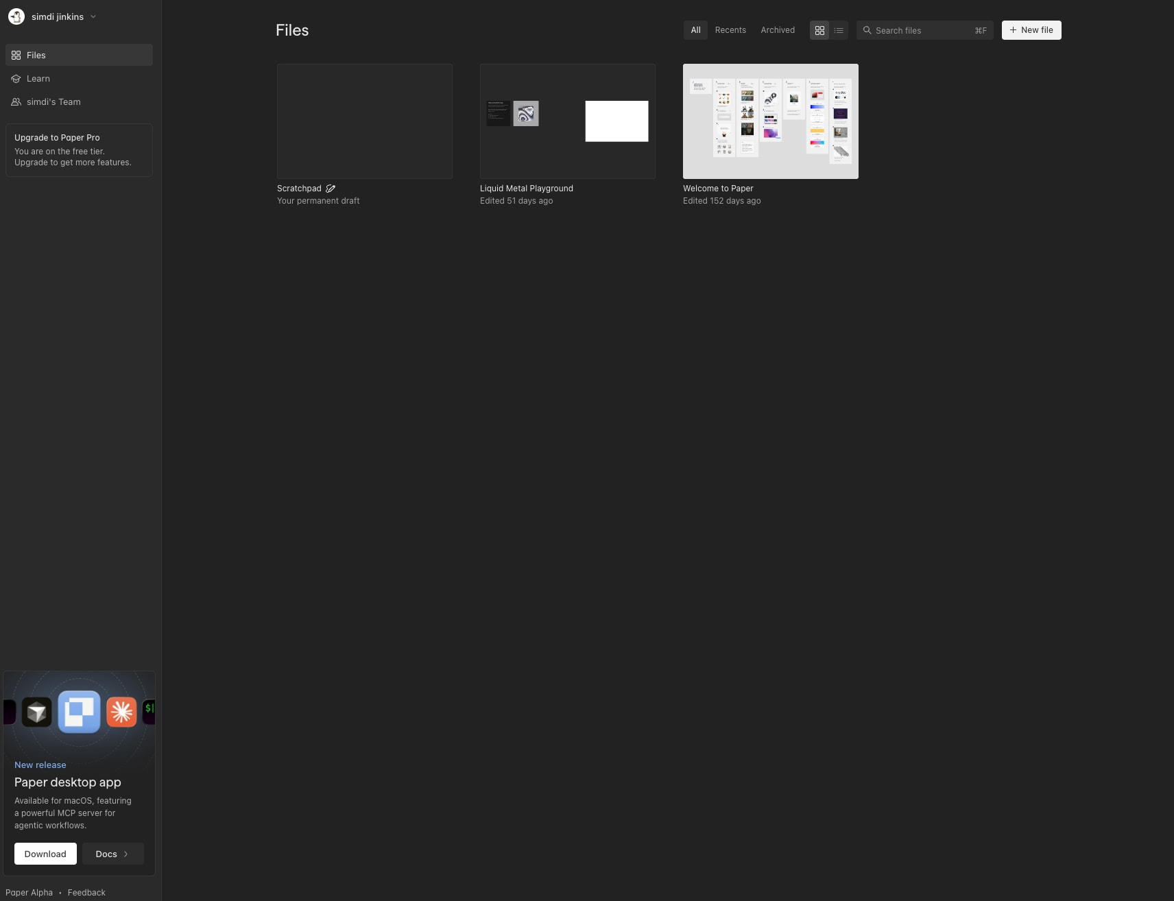Files · Paper captured website design