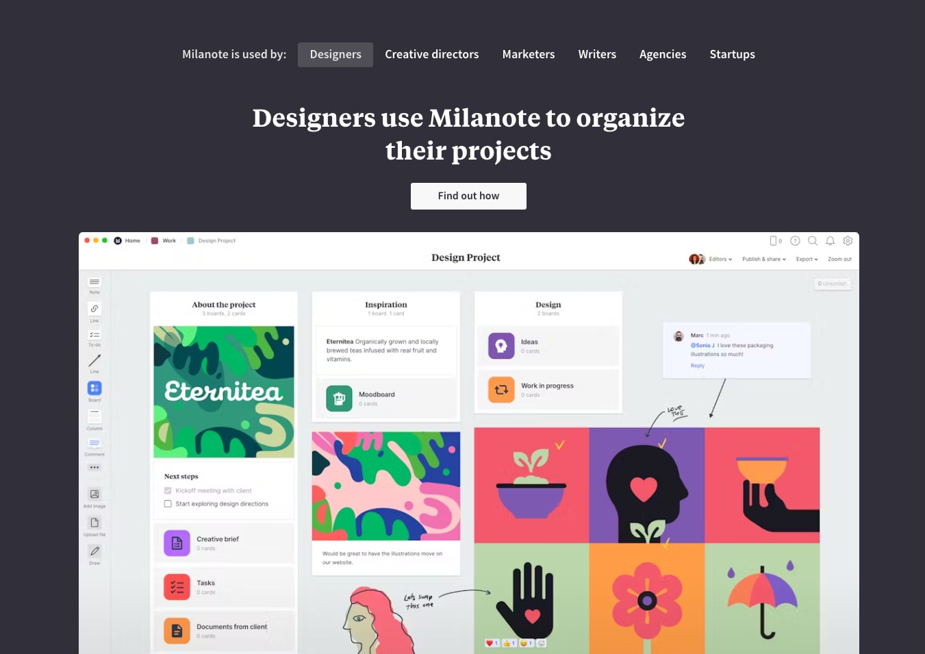 Milanote - the tool for organizing creative projects captured website design