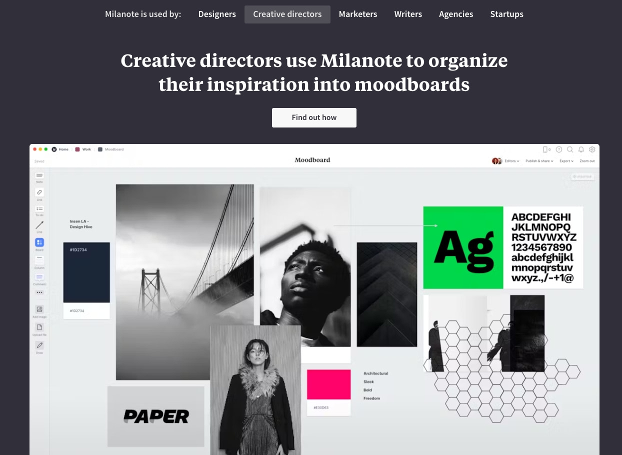 Milanote - the tool for organizing creative projects captured website design