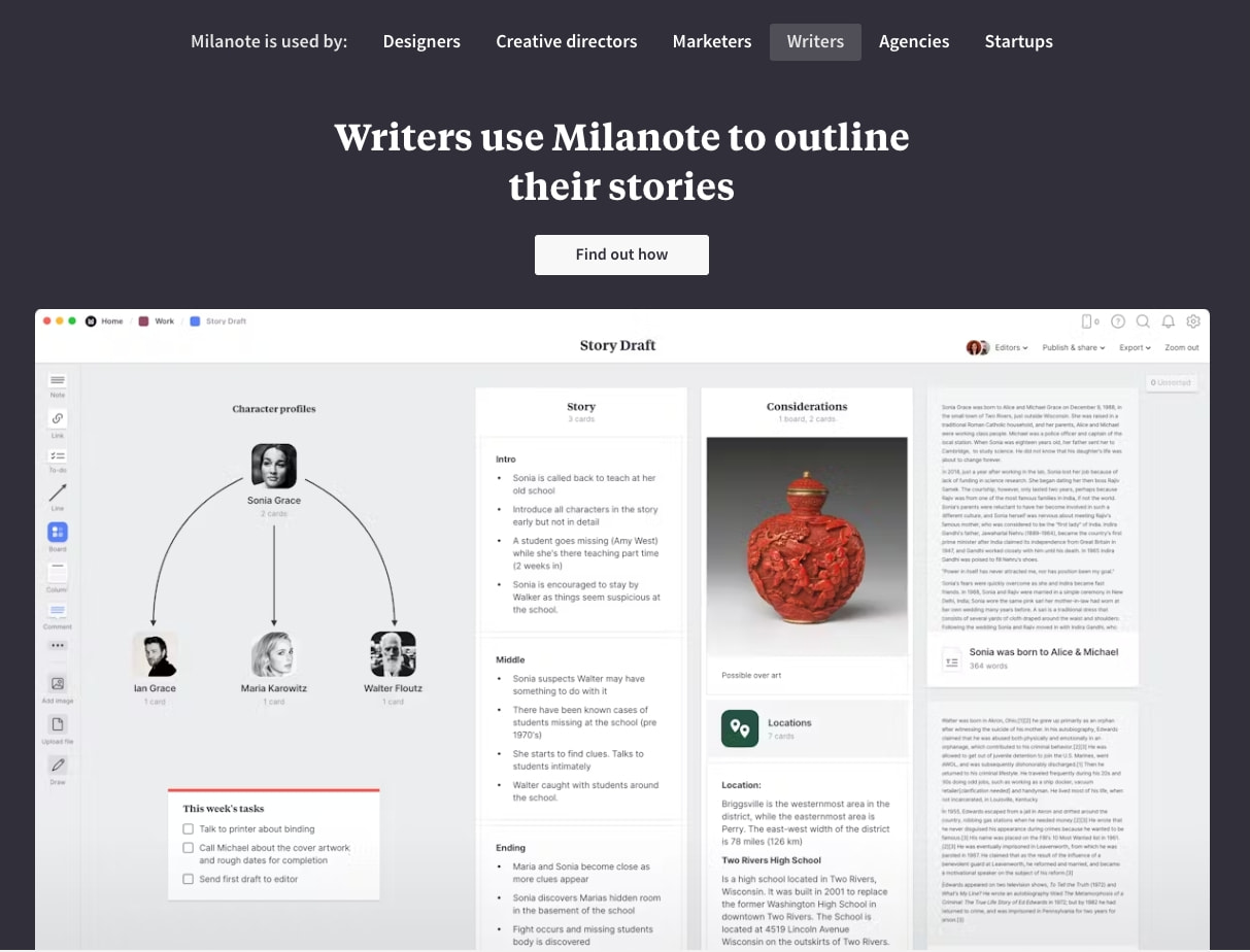 Milanote - the tool for organizing creative projects captured website design