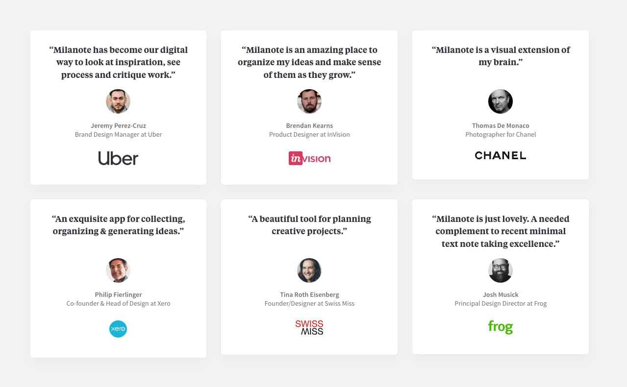 Milanote - the tool for organizing creative projects captured website design