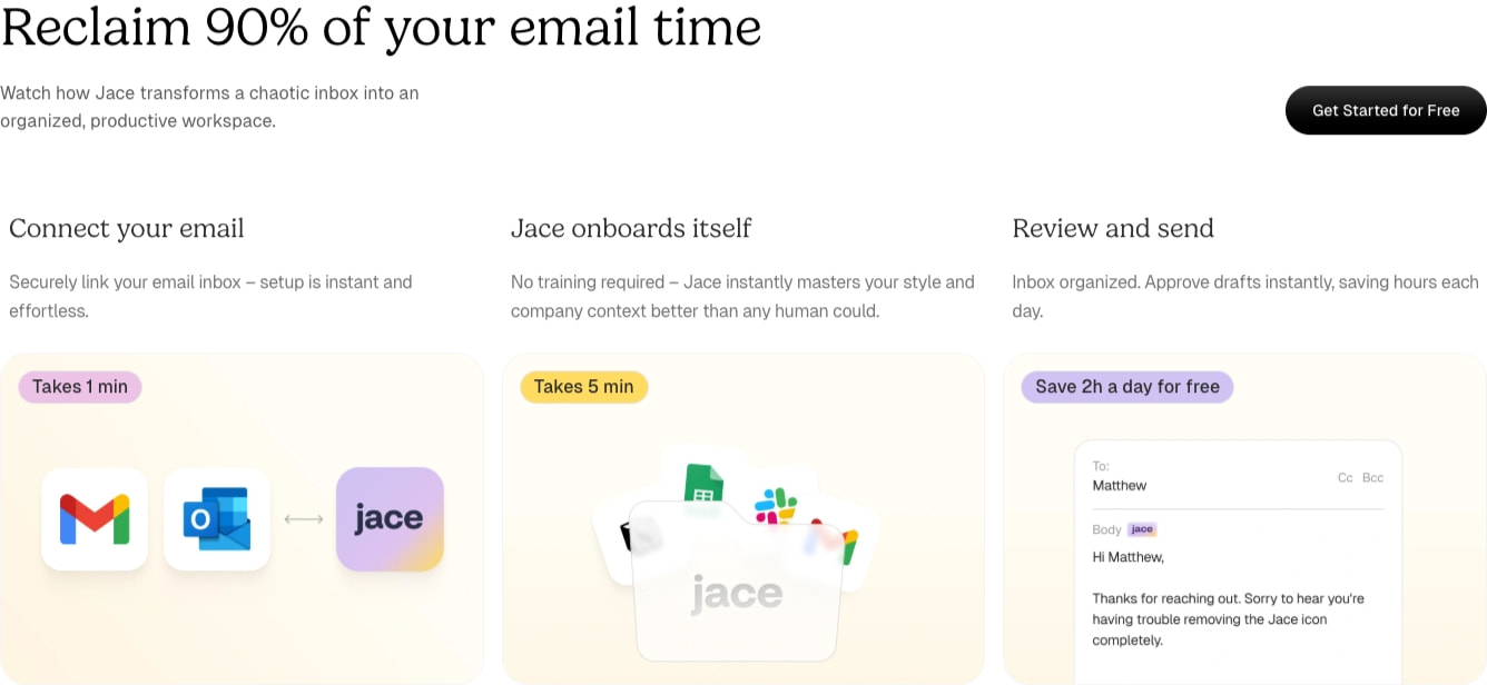 Jace captured website design