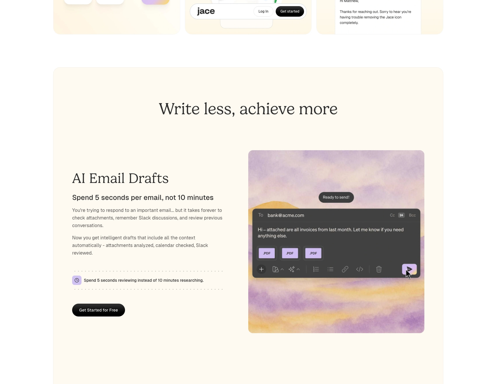 Jace AI | Your AI Executive Assistant captured website design