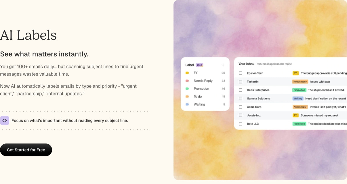 Jace AI | Your AI Executive Assistant captured website design