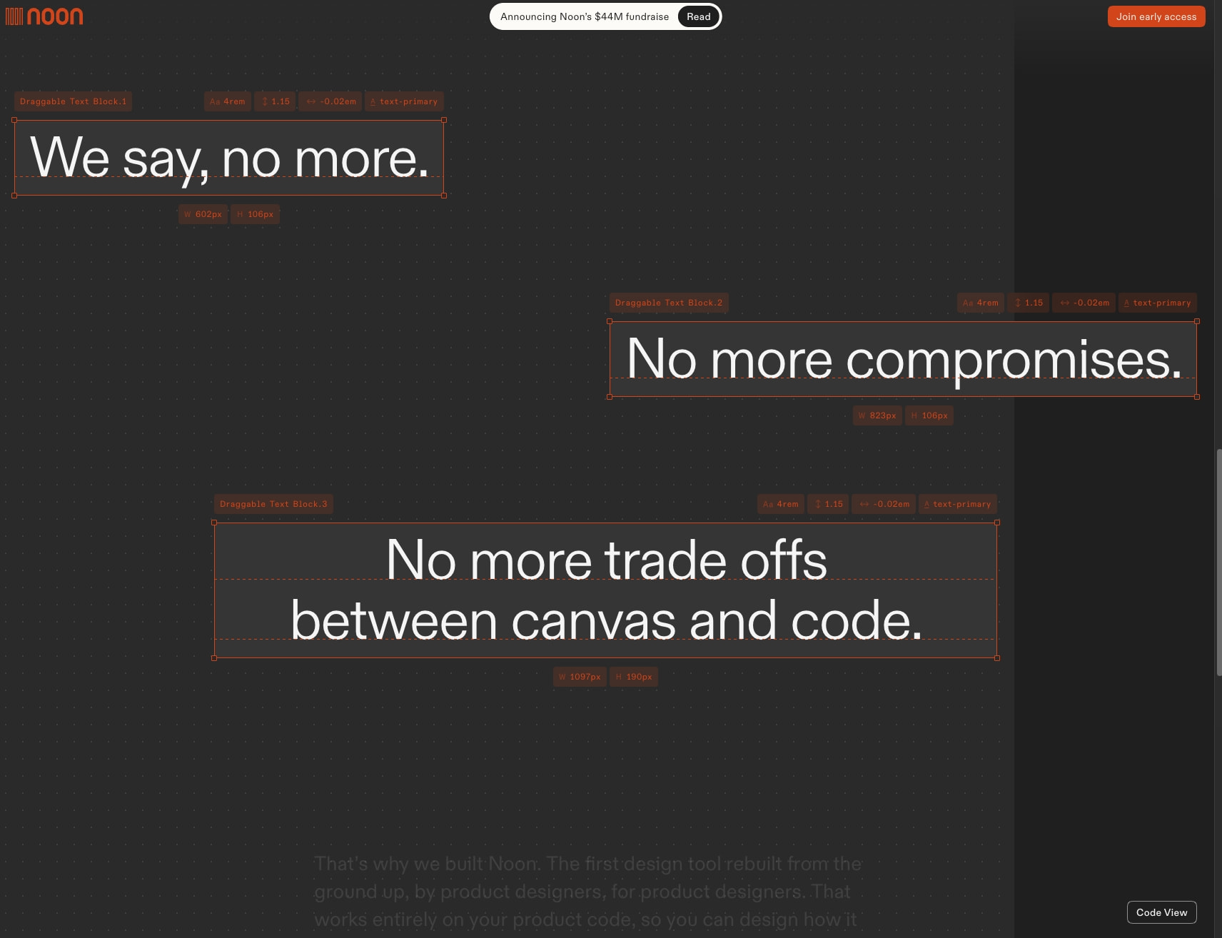 Noon captured website design