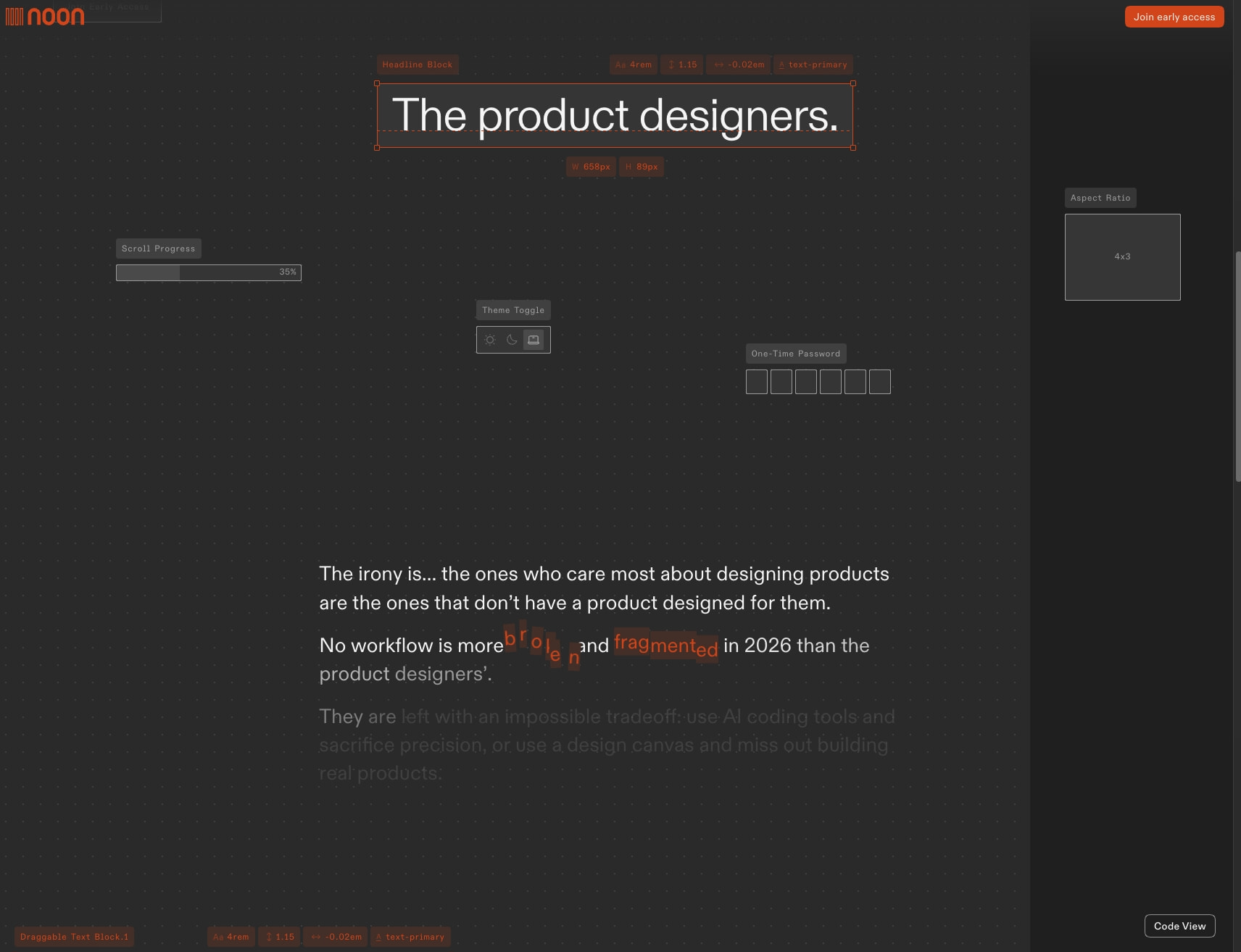 Noon captured website design