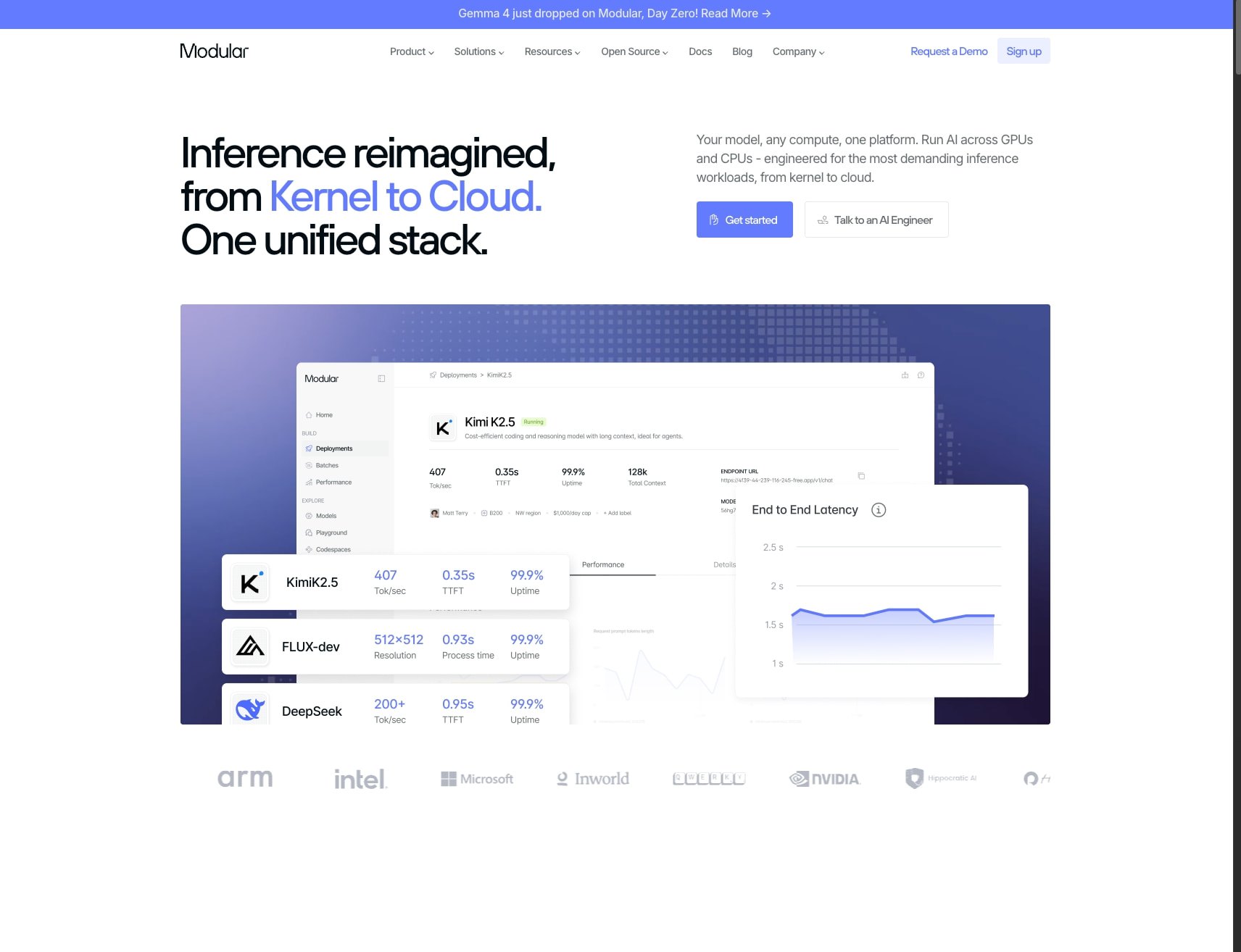 Modular: Inference from Kernel to Cloud captured website design