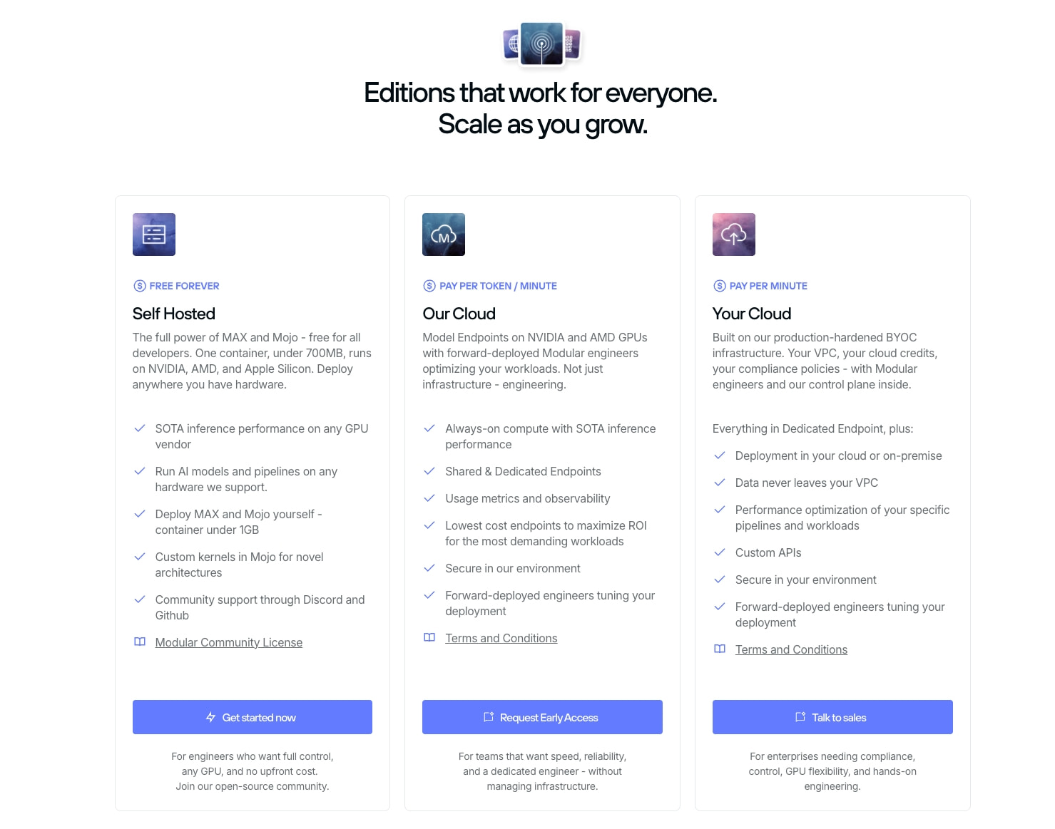 Modular: Editions & Pricing captured website design