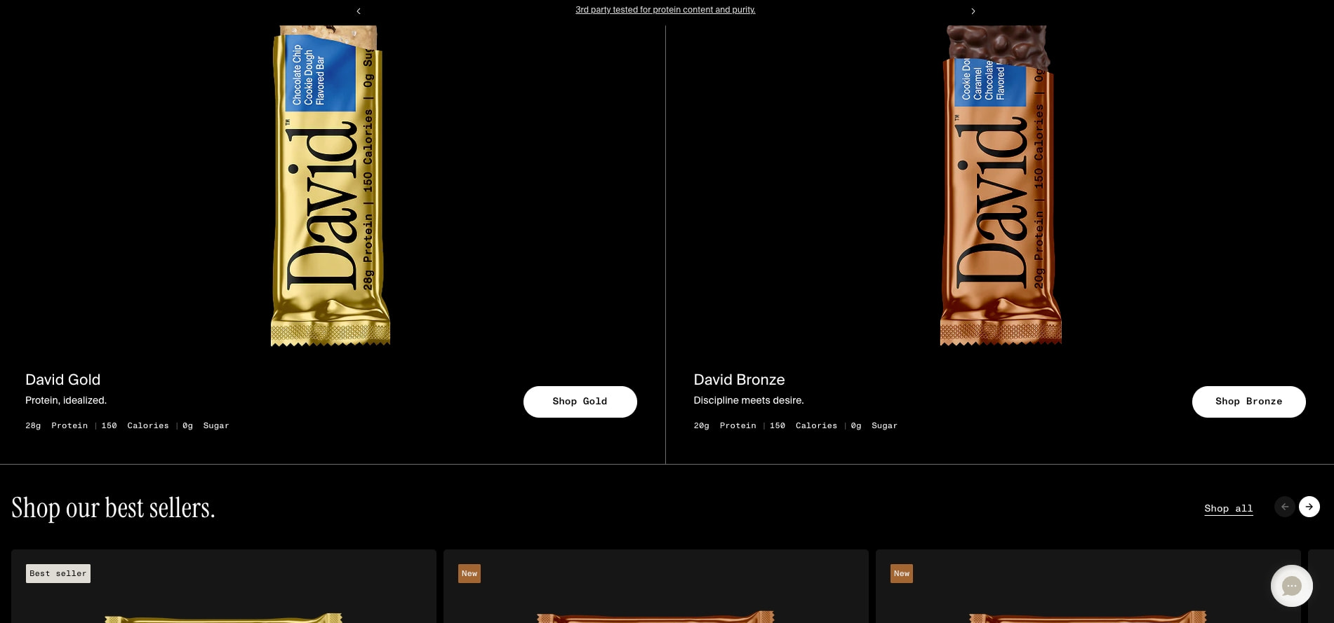 David Protein captured website design