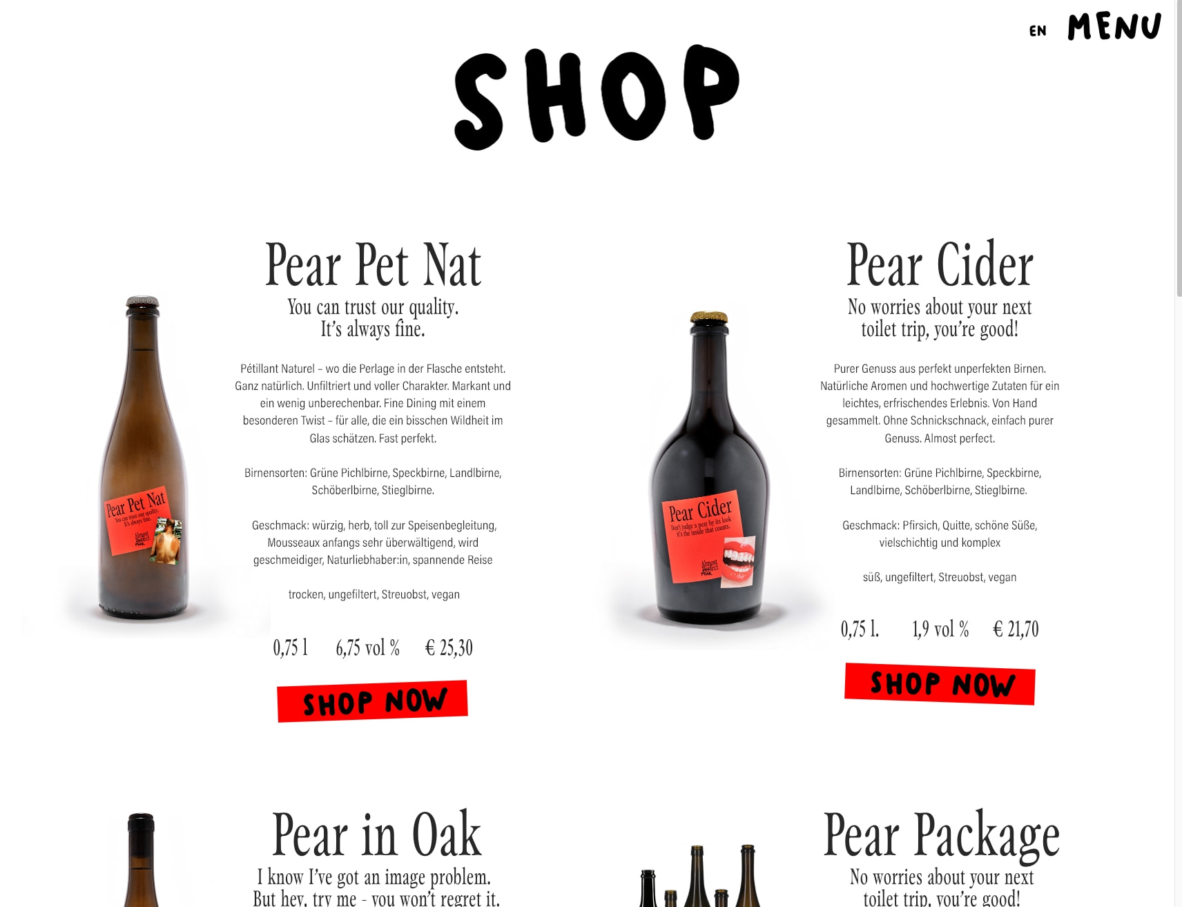 PEARFECT — shop captured website design