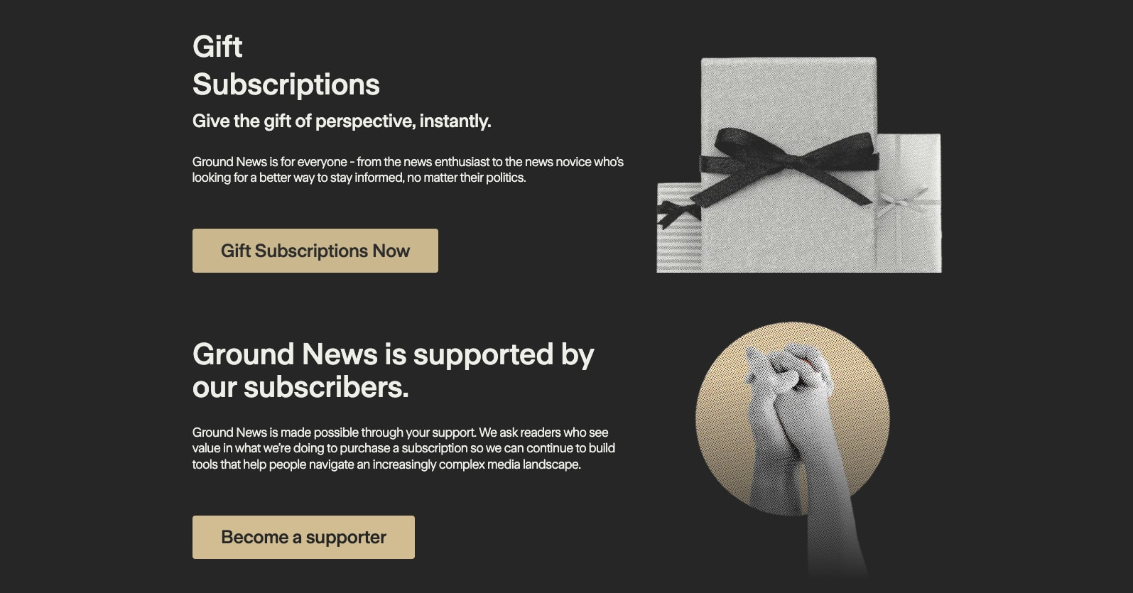 ground.news/subscribe captured website design