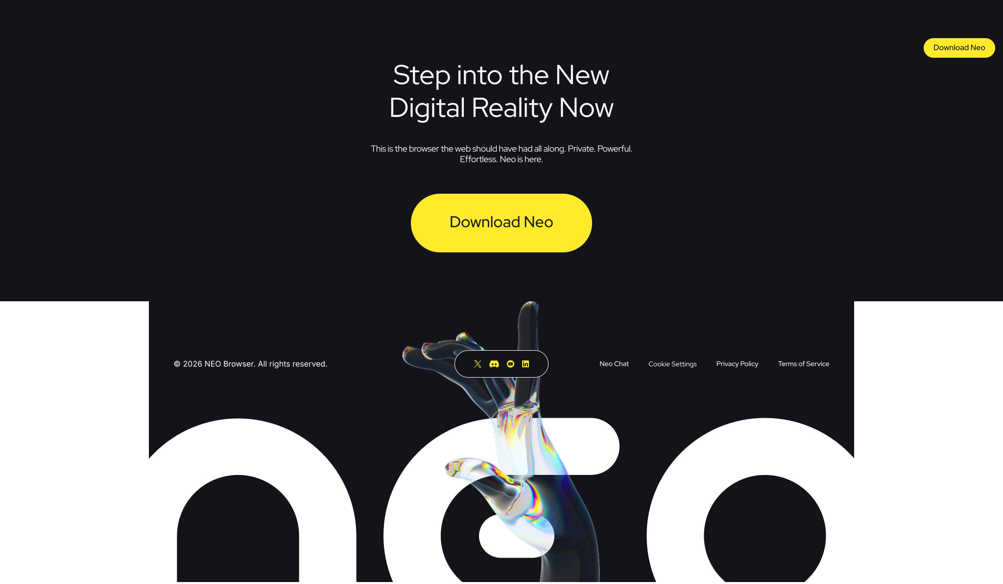 Official Norton Neo AI Browser captured website design