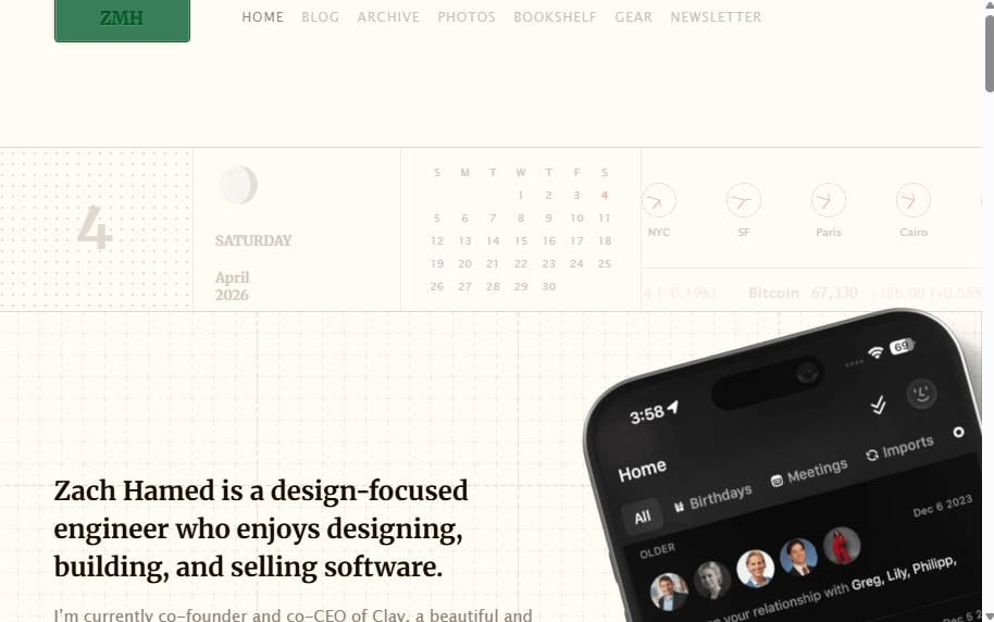 Zachary Hamed captured website design