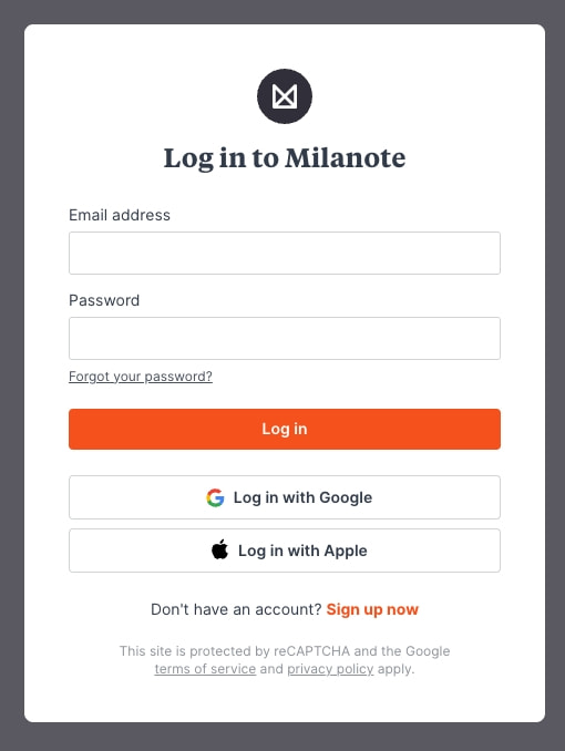 Milanote captured website design
