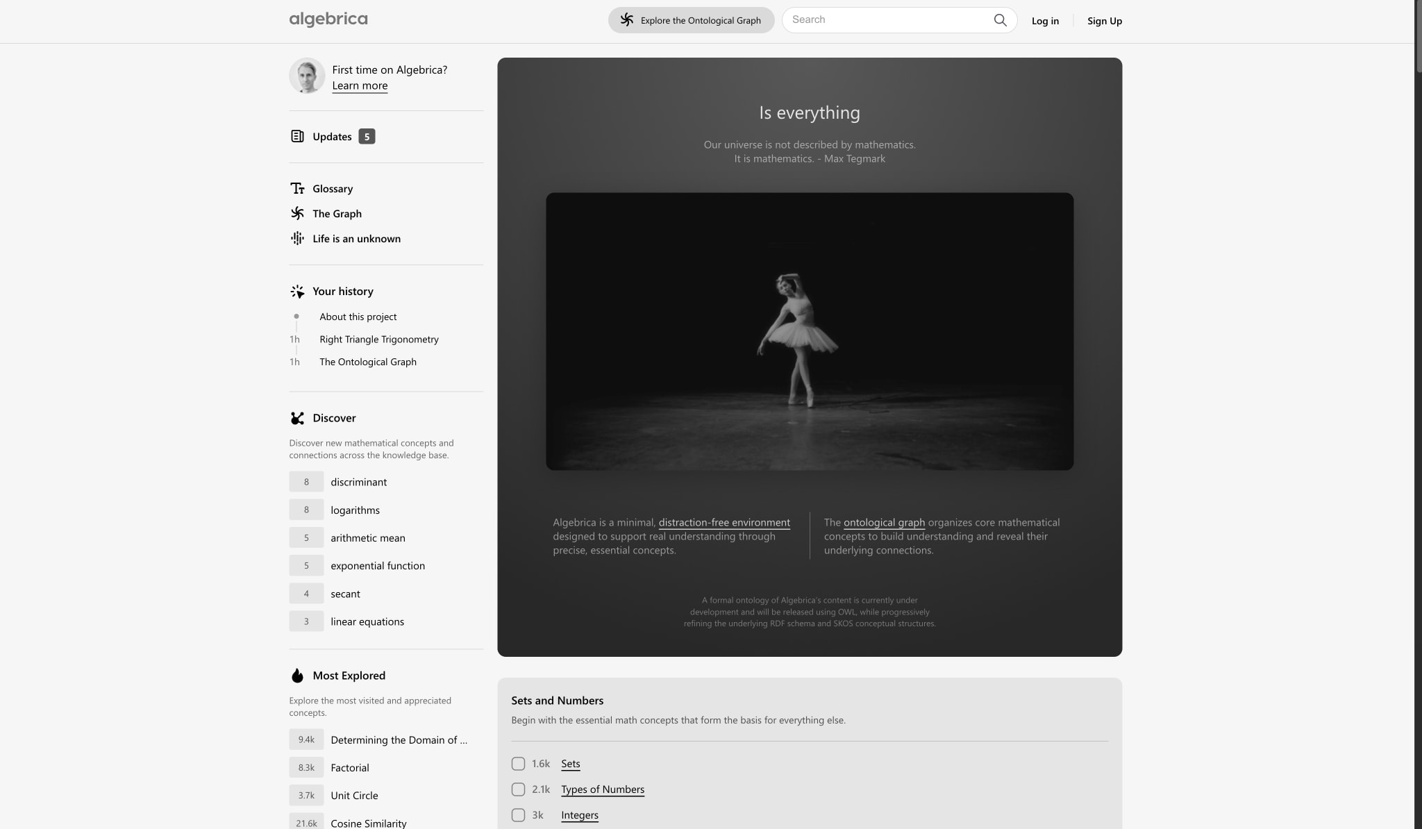 Algebrica | A Mathematical Knowledge Base captured website design