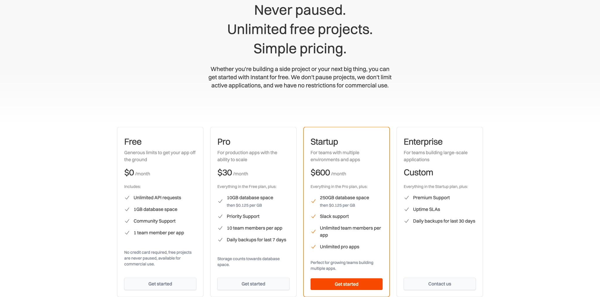 Instant Pricing captured website design